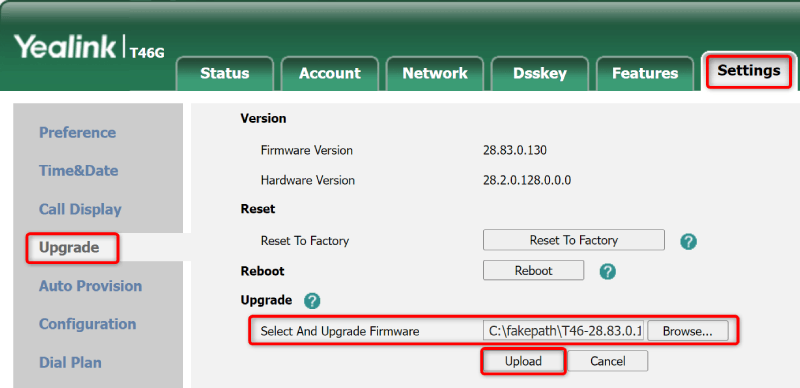 Yealink - Upgrade firmware