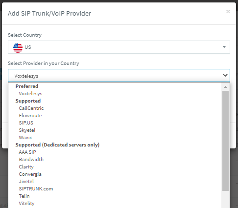 Adding SIP Trunk/VoIP Provider