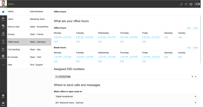 Group Functionality Gets a Boost Office Hours in 3CX Web Client and assigned DIDs