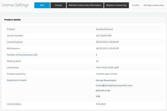 License Settings in the 3CX Management Console 3CX Management Console License Settings