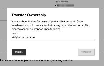Transfer Ownership Subscription - Add Email 3CX Portal - Transfer Ownership Verification