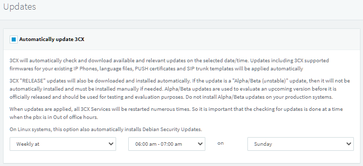enabling automatic updates