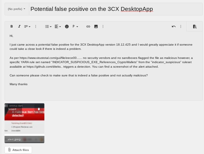Create forum thread with your security antivirus issues