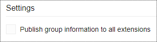 "Publish group information to all extensions" option Screenshot
