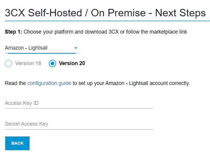 Deploy V20 on Amazon Lightsail Deploy 3CX V20 on Amazon Lightsail