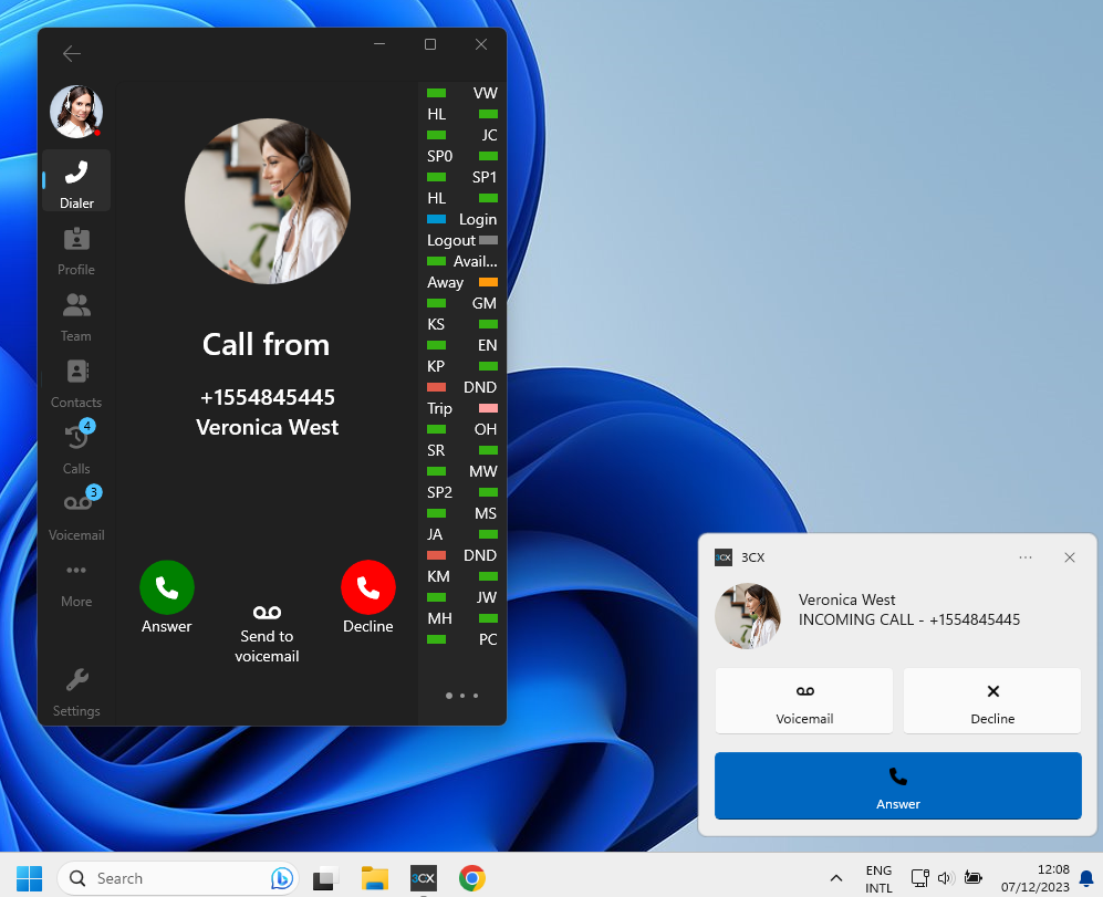 Windows Pop-Up Dialog V20 Windows Softphone Beta 3