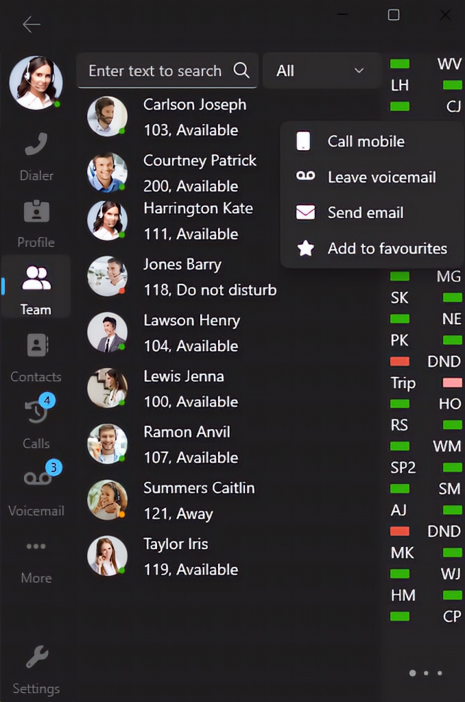 Team Filtering V20 Windows Softphone Beta 3