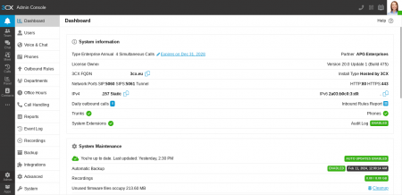 3CX Admin Console View New easy to use 3CX Admin Console
