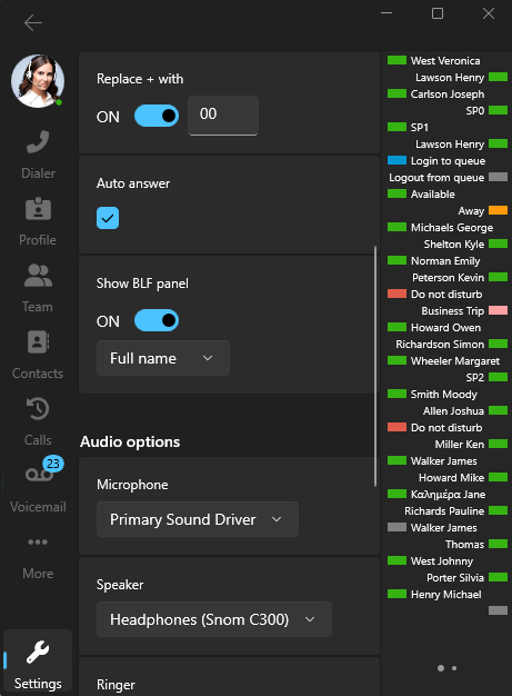 Added Options in Settings Added Options in Softphone Settings