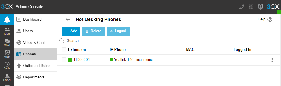 Hot Desking phones from the new 3CX Admin Console 