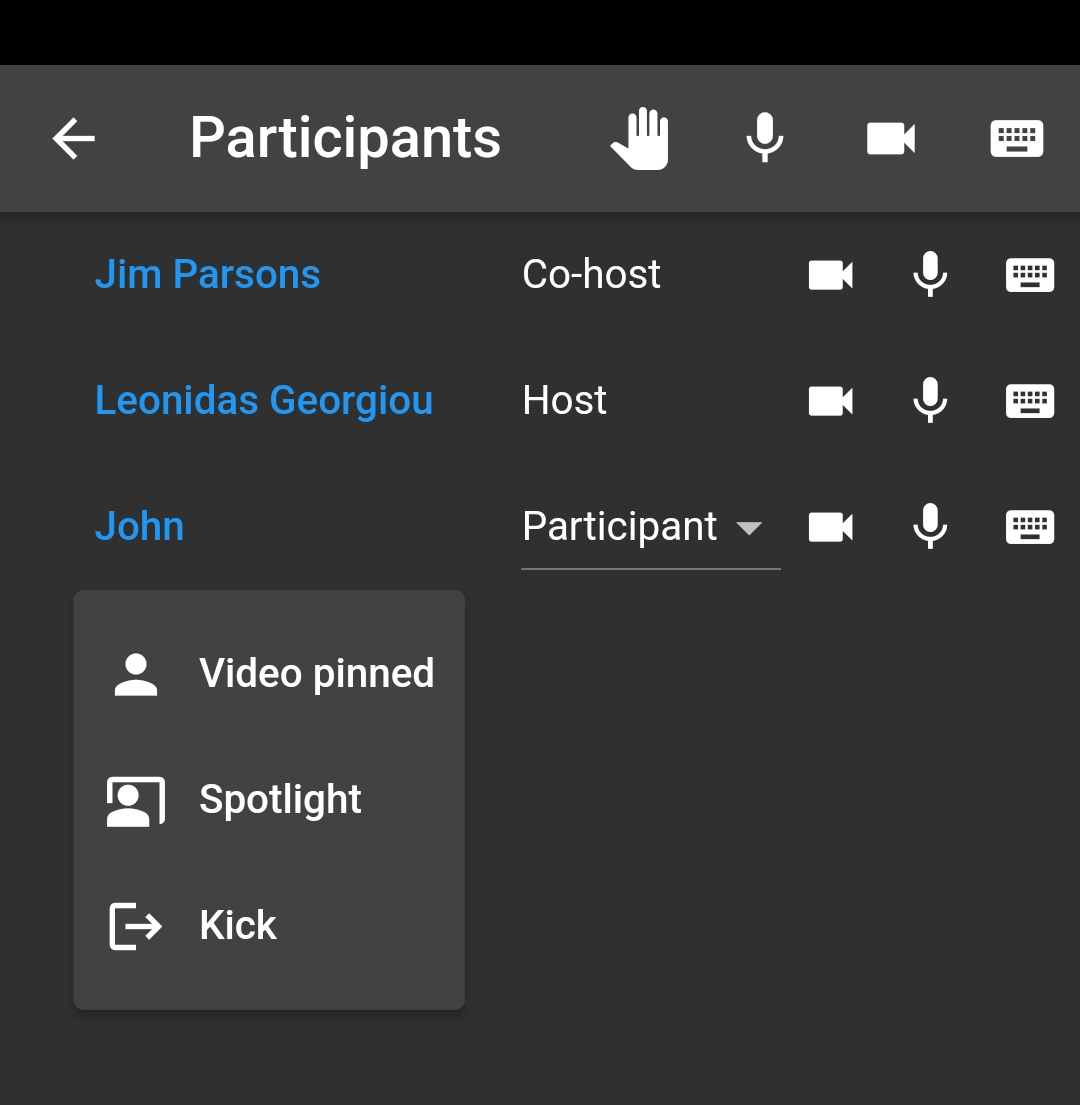 Added features for Co-Hosts in the Participants panel 
