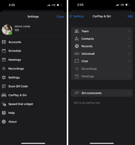 CarPlay Settings menu