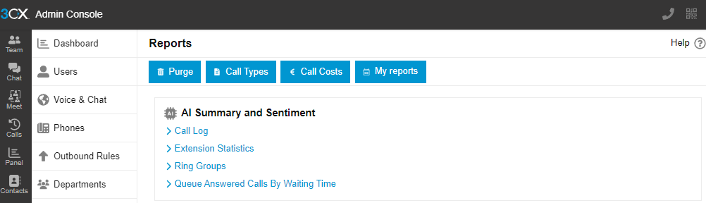 3CX Admin Console AI Options