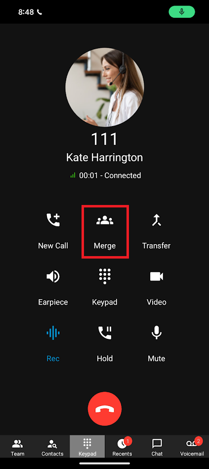 Merge an incoming call: Merge an incoming call: