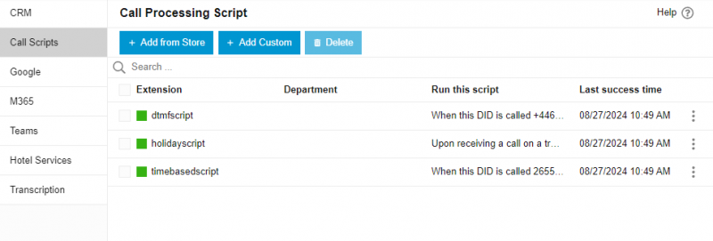 Call Processing Scripts Store Call Processing Scripts Store