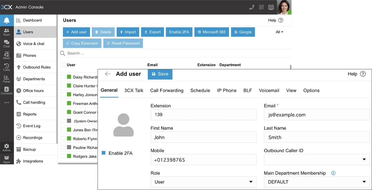 3CX Virtual Phone System Adding Users 3CX Virtual Phone System Adding Users