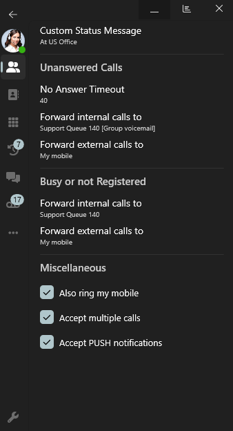 Temporary Status Settings & Custom Call Forwarding Rules Temporary Status Settings & Custom Call Forwarding Rules