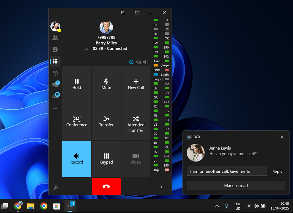 Chat Notifications with 3CX Windows Softphone Chat Notifications with 3CX Windows Softphone