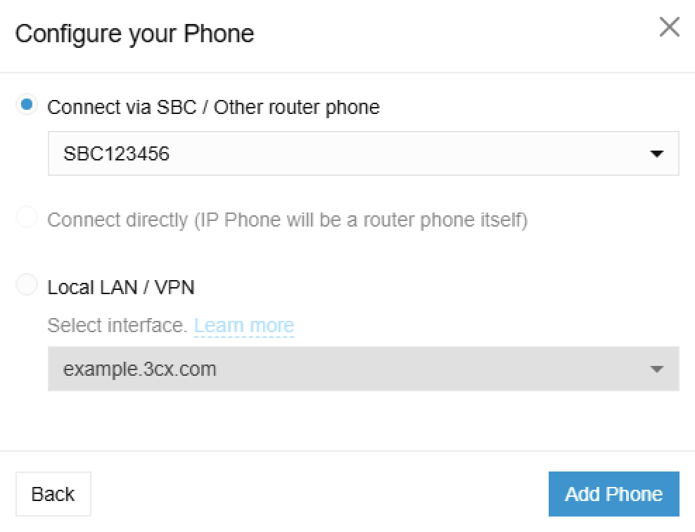 Select the correct connection type for your IP Phone in the Configure your Phone dialog Select the correct connection type for your IP Phone in the Configure your Phone dialog