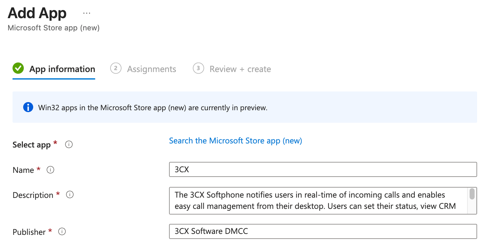 distribution setting up the 3CX Windows Softphone in the Intune Portal