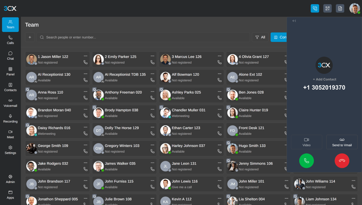 3cx phone system groups Web Client
