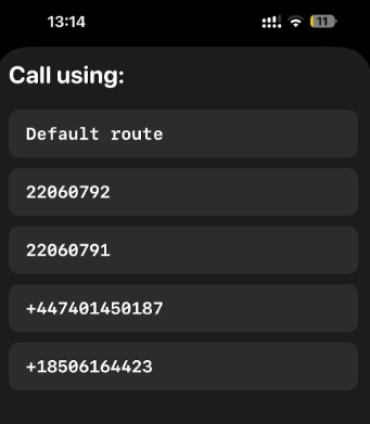 Choose Your Outbound Number - iOS Choose Your Outbound Number - iOS