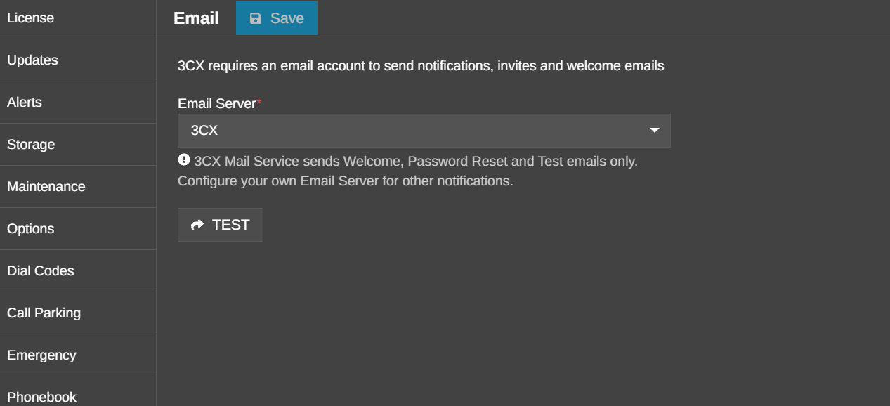 Email Configuration in Admin Console