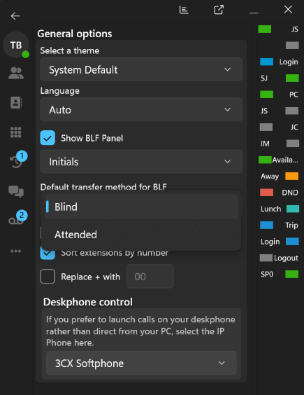 Set a Default BLF Transfer Method