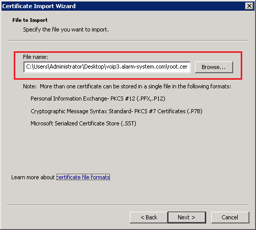 ImportPathToRootCertificate ImportPathToRootCertificate