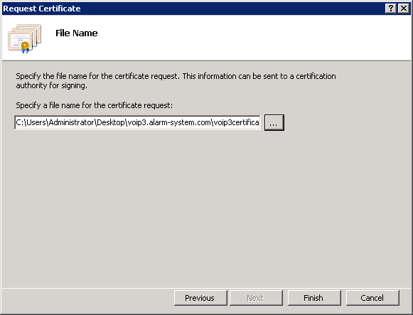 SpecifyFileNameForCSR Specify File Name For certificate request