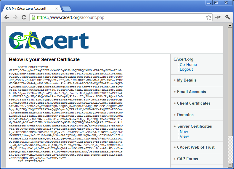 ServerCertificate Server Certificate is generated by CA