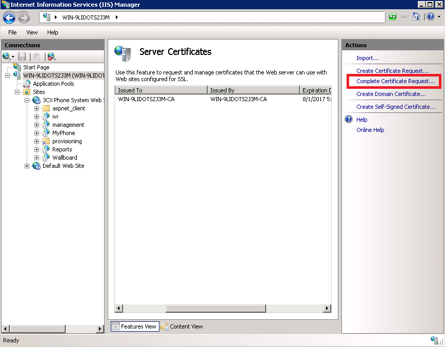 CompleteServerCertificateRequestIIS CompleteServerCertificateRequestIIS