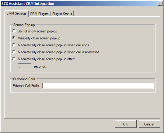 Outlook Popup Configuration