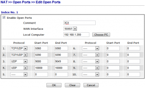 Open Port Menu