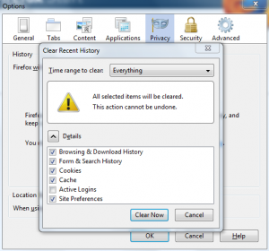 Clearing the cache on FireFox
