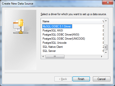 mysql1 Create New Data Source